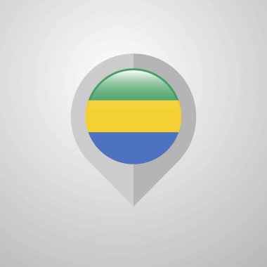 Harita navigasyon işaretçisi ile Gabon bayrak tasarlamak vektör