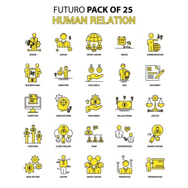 İnsan kaynakları Icon Set. Sarı Futuro son tasarım simge paketi