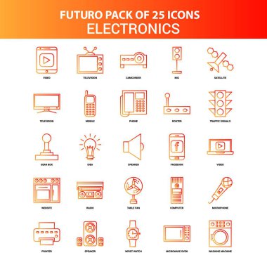 Turuncu Futuro 25 elektronik Icon Set