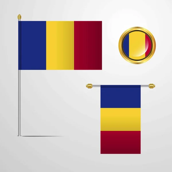 Roemenië Vlag Pictogram Vectorillustratie — Stockvector