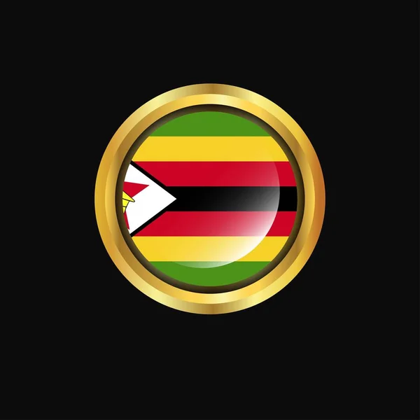 Zimbabwe Flag Goldener Knopf — Stockvektor
