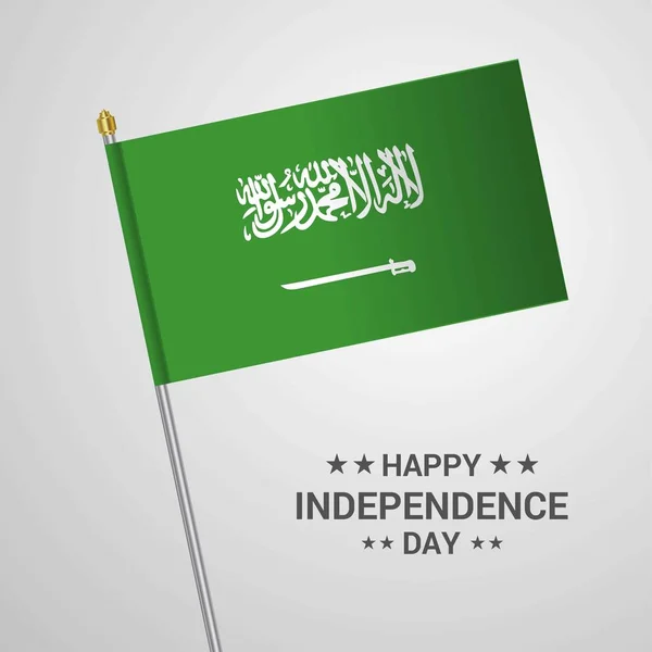 Arábia Saudita Dia Independência Design Tipográfico Com Vetor Bandeira — Vetor de Stock