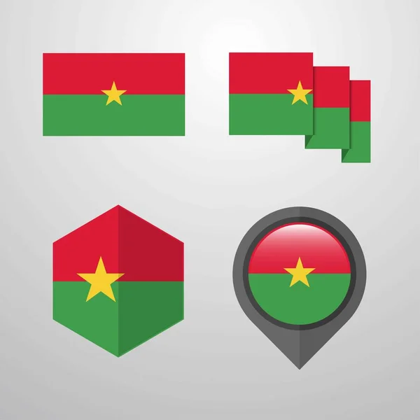 Μπουρκίνα Φάσο Σημαία Σχέδιο Σετ Διάνυσμα — Διανυσματικό Αρχείο