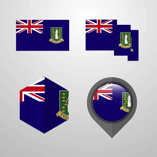 Ilhas Virgens Reino Unido Bandeira Conjunto Vetor Design —  Vetores de Stock