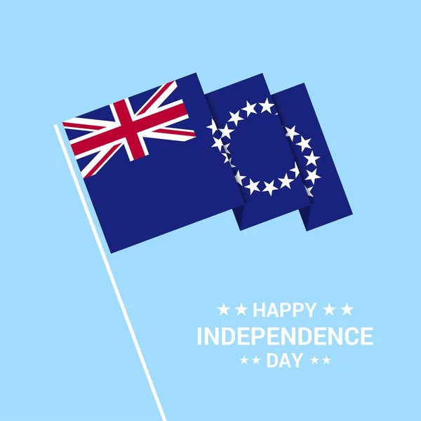 Islas Cook Diseño Tipográfico Del Día Independencia Con Vector Bandera — Archivo Imágenes Vectoriales