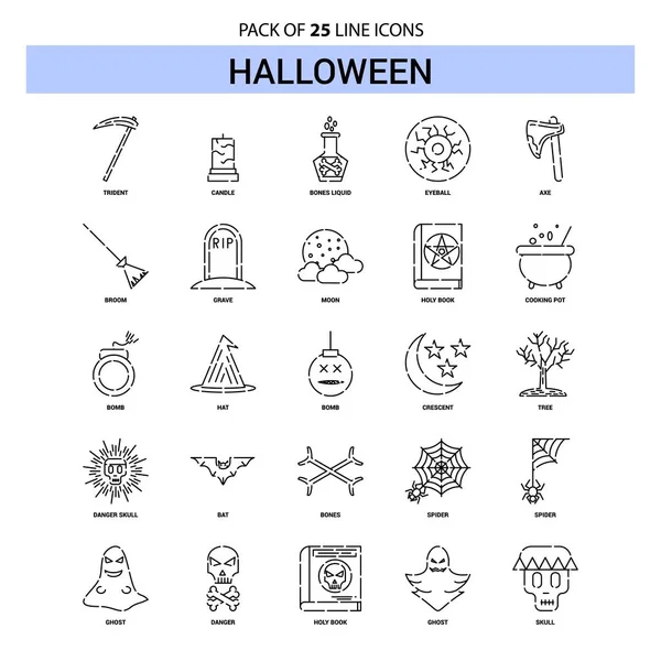 Halloween Lijn Icon Set Streepjeslijn Stijl — Stockvector