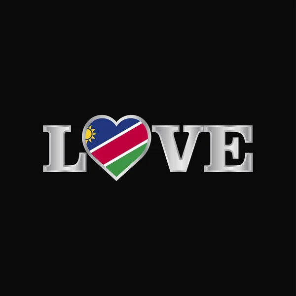 Tipografía Amor Con Vector Diseño Bandera Namibia — Archivo Imágenes Vectoriales