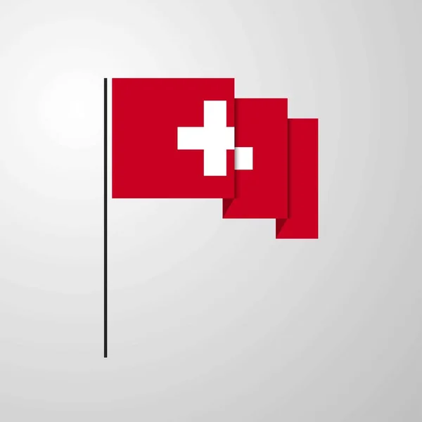 Switzerland Waving Flag Creative Background — Stock Vector