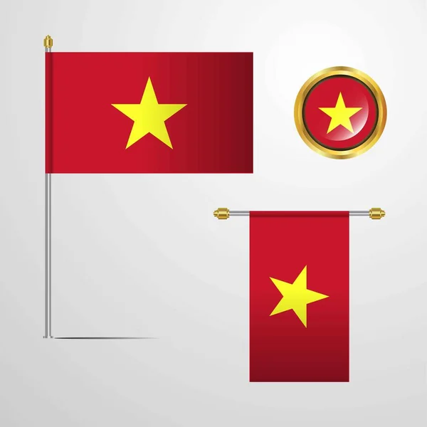 Vietnam Icono Bandera Vector Ilustración — Vector de stock