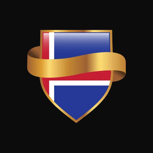 Bandera Islandia Golden Badge Design Vector — Vector de stock
