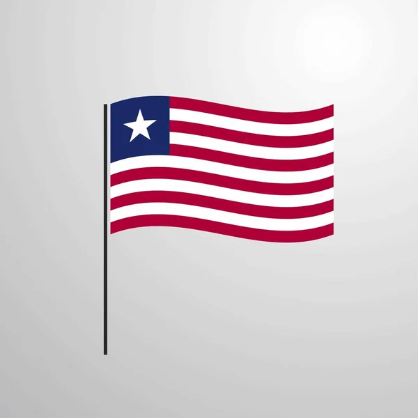 Liberya Bayrağı Vektör Çizim Sallayarak — Stok Vektör