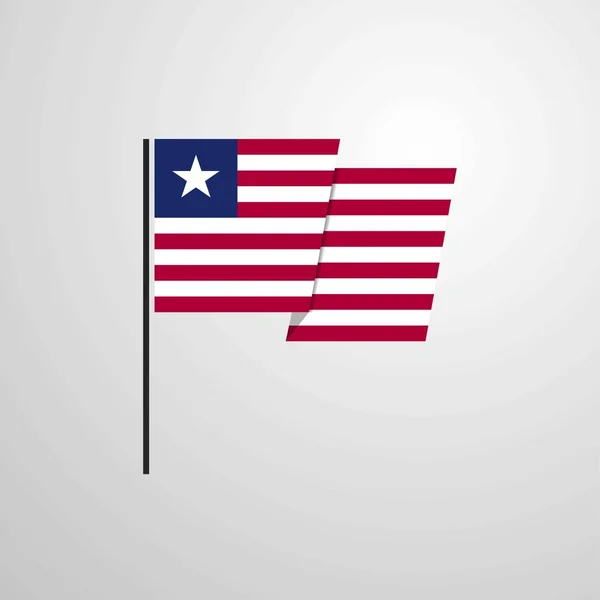 Liberia Ondeando Bandera Diseño Vector — Archivo Imágenes Vectoriales