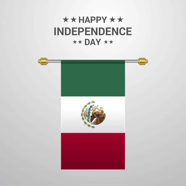 México Día Independencia Colgando Fondo Bandera — Vector de stock