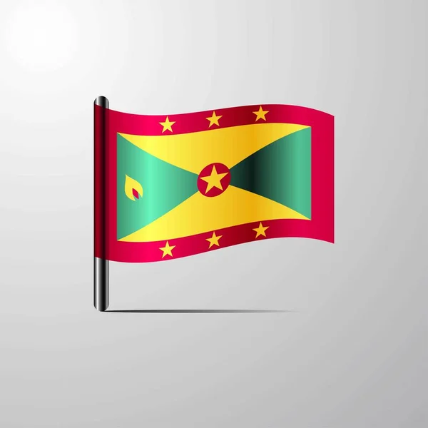 Grenada Zwaaien Glanzende Vlag Ontwerp Vector — Stockvector
