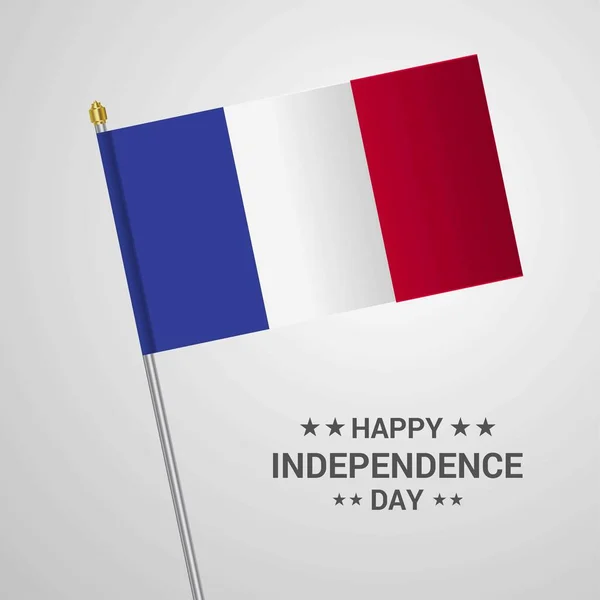 Bayrak Vektör Ile Fransa Bağımsızlık Günü Tipografik Tasarım — Stok Vektör