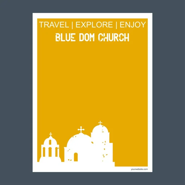 Iglesia Blue Dom Eslovaquia Monumento Folleto Hito Estilo Plano Tipografía — Vector de stock