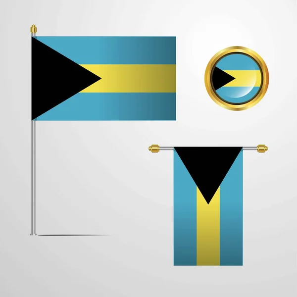 Багамські Острови Прапор Іконку Векторні Ілюстрації — стоковий вектор