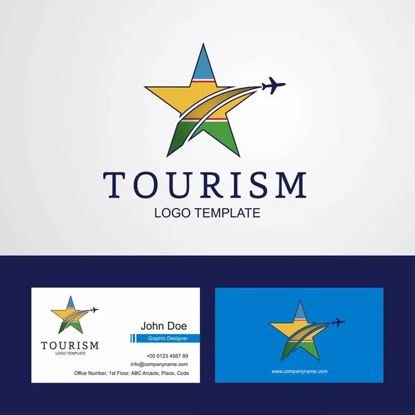 Travel Karakalpakstan Flag Creative Star Logo Business Card Design — Stock Vector