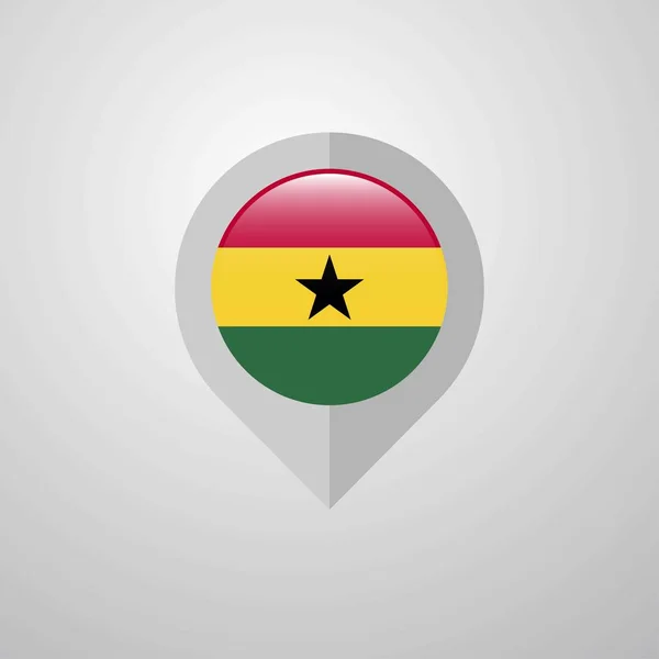 ガーナ国旗デザインのベクトルを持つマップ ナビゲーション ポインター — ストックベクタ