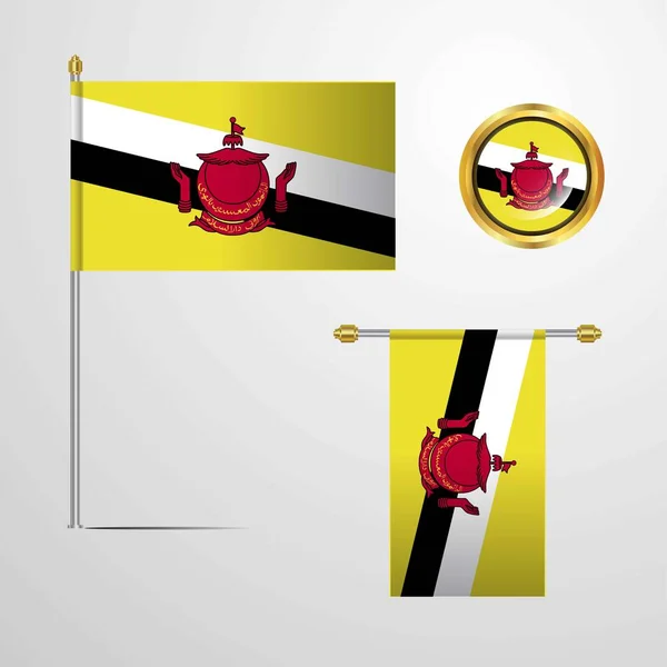 Brunei Flagge Symbol Vektor Illustration — Stockvektor