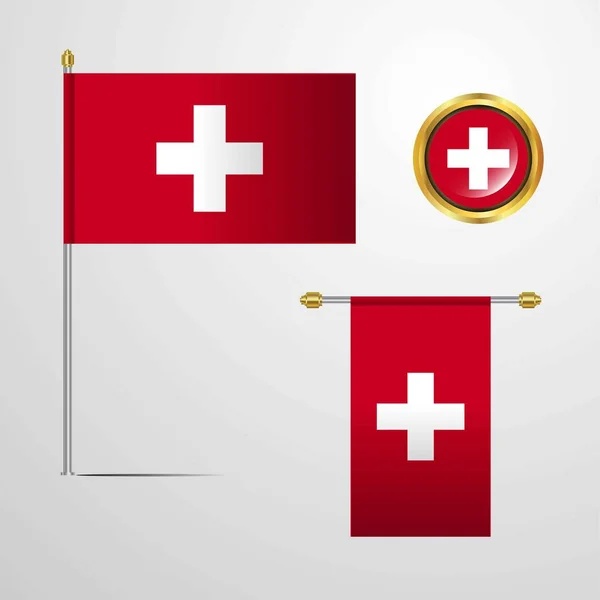 Schweiz Flagga Icon Vektorillustration — Stock vektor