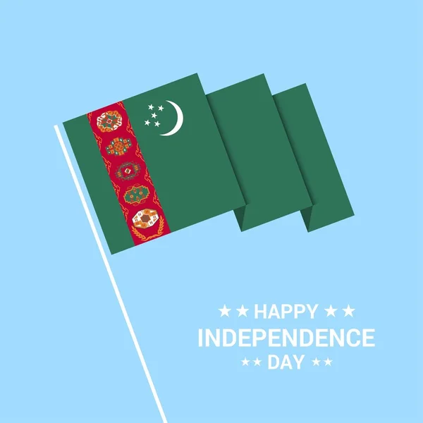 土库曼斯坦独立日版式设计与旗帜向量 — 图库矢量图片