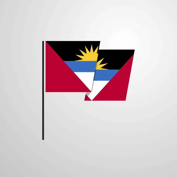 Antigua Barbuda Ondeando Diseño Bandera Ilustración Vectorial — Vector de stock