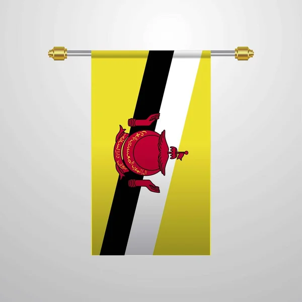 Brunei Hanging Flag Vector Illustration — Stock Vector