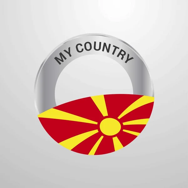 Makedonien Min Land Flagga Badge — Stock vektor