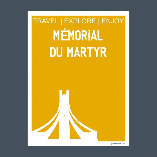 Memorial Martyr Algiers Algeria Monument Landmark Brochure Flat Style Typography — Stock Vector