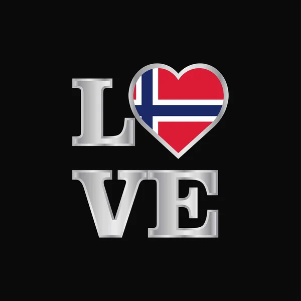 Tipografia Amor Noruega Bandeira Design Vetor Letras Bonitas — Vetor de Stock