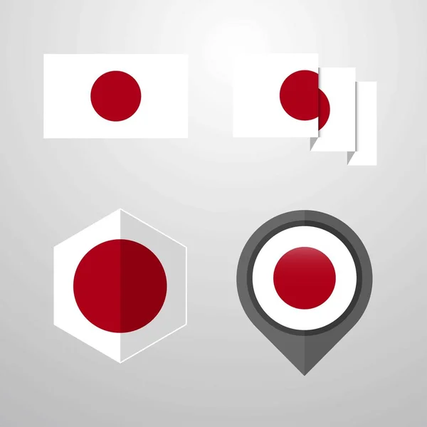 Japán Zászlótervező Készlet Vektor — Stock Vector
