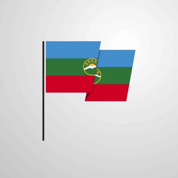 Karachay Chekessia Ondeando Vector Diseño Bandera — Vector de stock