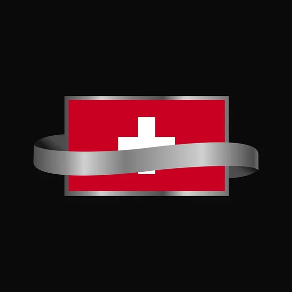 Bandeira Suíça Design Banner Fita —  Vetores de Stock