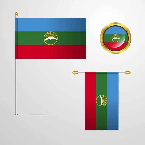 Karachay Chekessia Icono Bandera Vector Ilustración — Vector de stock
