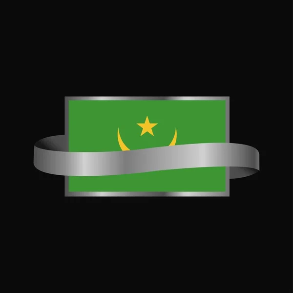 Mauritániai Lobogója Szalag Banner Tervezés — Stock Vector