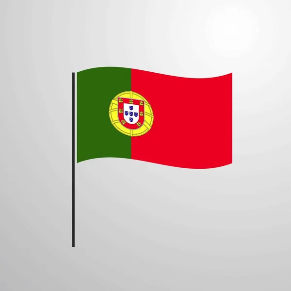 Portugal Zwaaien Vlag Vectorillustratie — Stockvector