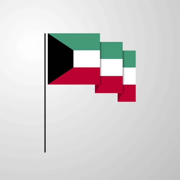 Koweït Agitant Drapeau Fond Créatif — Image vectorielle