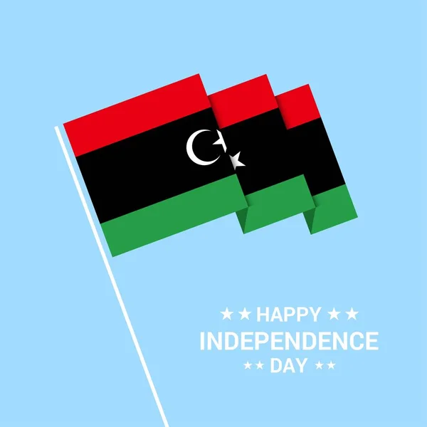 Libye Jour Indépendance Conception Typographique Avec Vecteur Drapeau — Image vectorielle