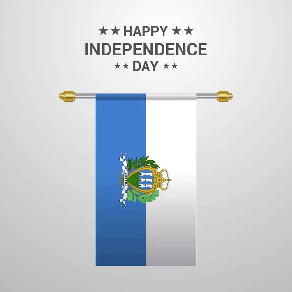 Dia Independência San Marino Pendurado Fundo Bandeira — Vetor de Stock