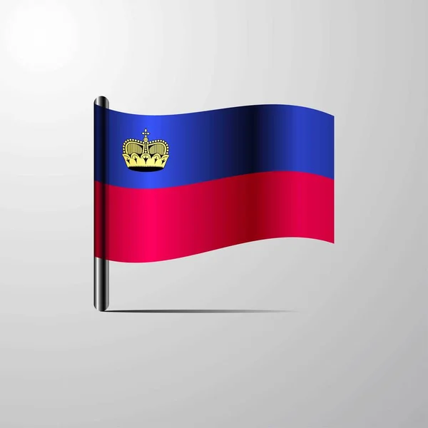 Liechtenstein Schwenkt Glänzende Fahne — Stockvektor