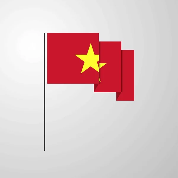 Vietnam Viftande Flagga Kreativ Bakgrund — Stock vektor