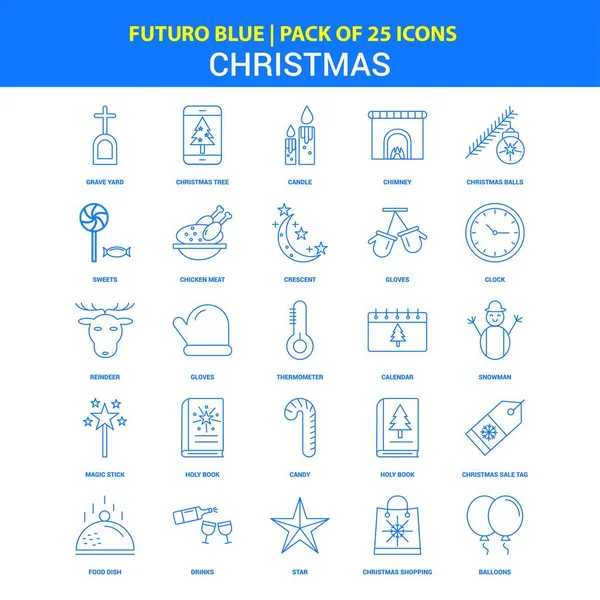 Iconos Navidad Futuro Blue Icon Pack — Vector de stock