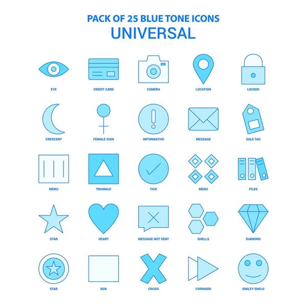 Paquete Iconos Tono Azul Universal Conjuntos Iconos — Vector de stock