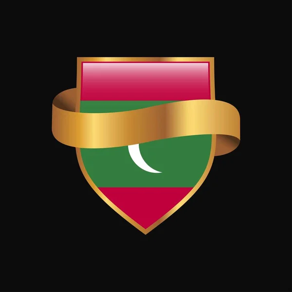 Μαλδίβες Σημαία Χρυσή Κονκάρδα Σχεδιασμό Διάνυσμα — Διανυσματικό Αρχείο