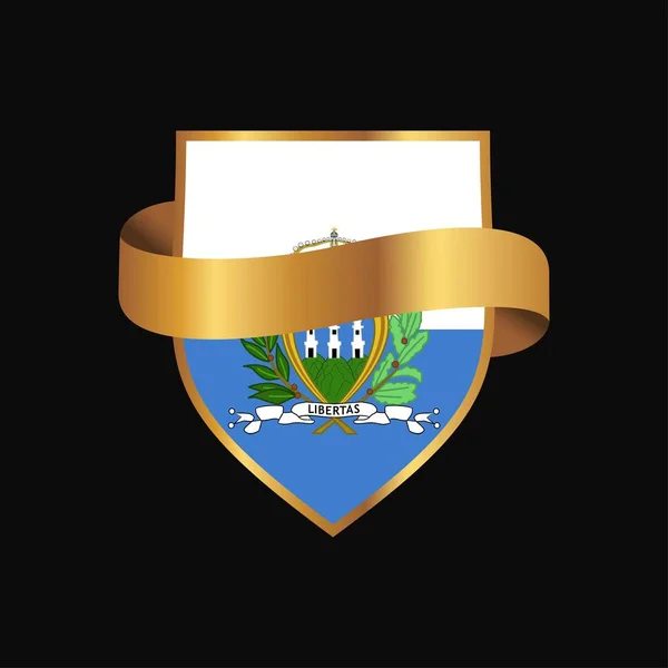 Bandeira San Marino Vetor Design Emblema Dourado —  Vetores de Stock