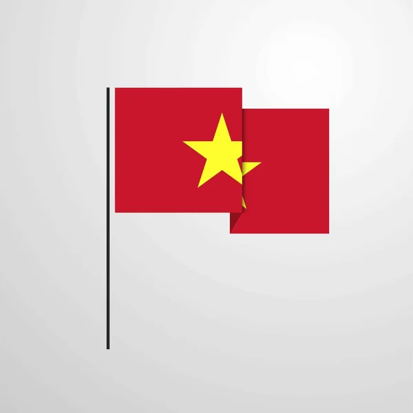 Vietnam Melambaikan Vektor Desain Bendera - Stok Vektor