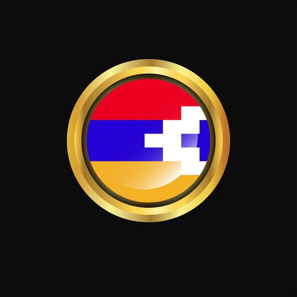 Nagorno Karabakh Bandeira República Botão Dourado — Vetor de Stock