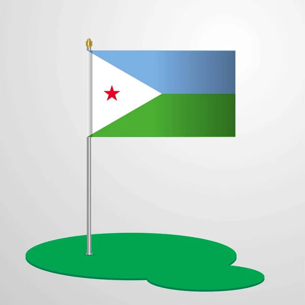 Djibouti Flag Pole Vector Illustration — Stock Vector