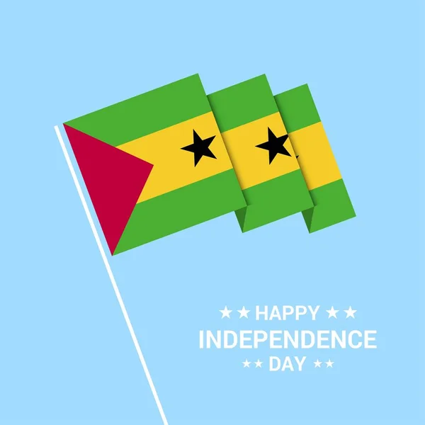 Sao Tomé Principe Jour Indépendance Conception Typographique Avec Vecteur Drapeau — Image vectorielle